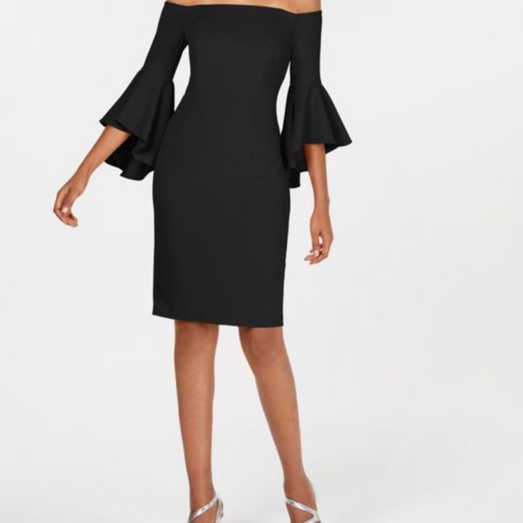 COPY - Calvin Klein worn once Women's Size 12 Black Off-the-shoulder Sheath D… - Picture 3 of 3